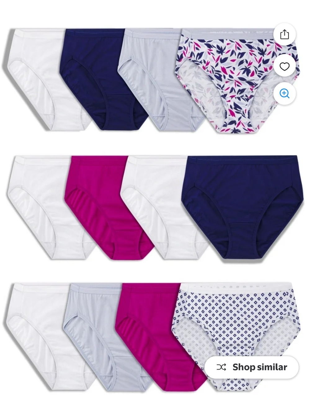 Fruit of the Loom Women's Cotton Hi-Cut Brief Underwear, 12-Pack size 9 new